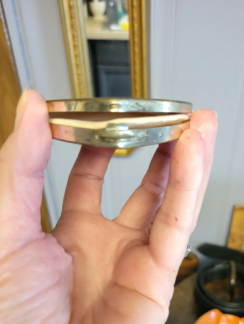 Vintage Washington D.C. Heart-shaped Souvenir Compact - Gold & Aged Silver